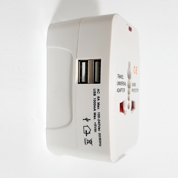 2포트 USB 멀티아답터(플러그)/전세계사용가능/보관주머니/인쇄가능!