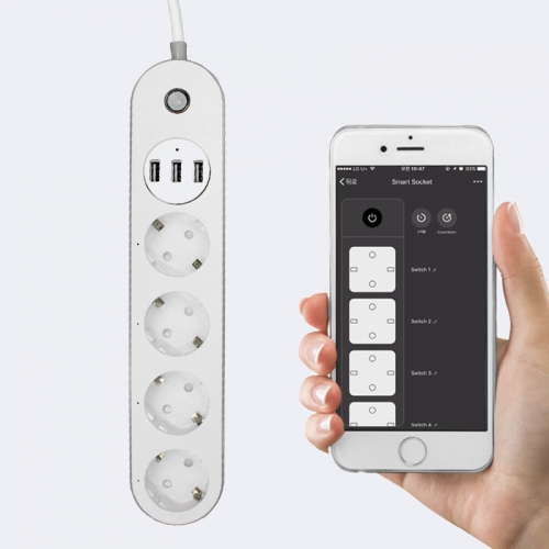 IoT팝 스마트 멀티탭 - 해외직구 USB 안전 타이머 멀티 플러그 4구 개별 콘센트 스마트폰 연동