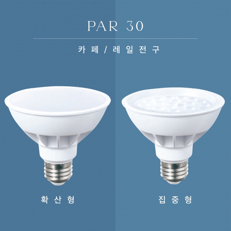 LED PAR30 15W 전구 확산형 집중형 레일조명 레일전구 매장 카페 파삼공